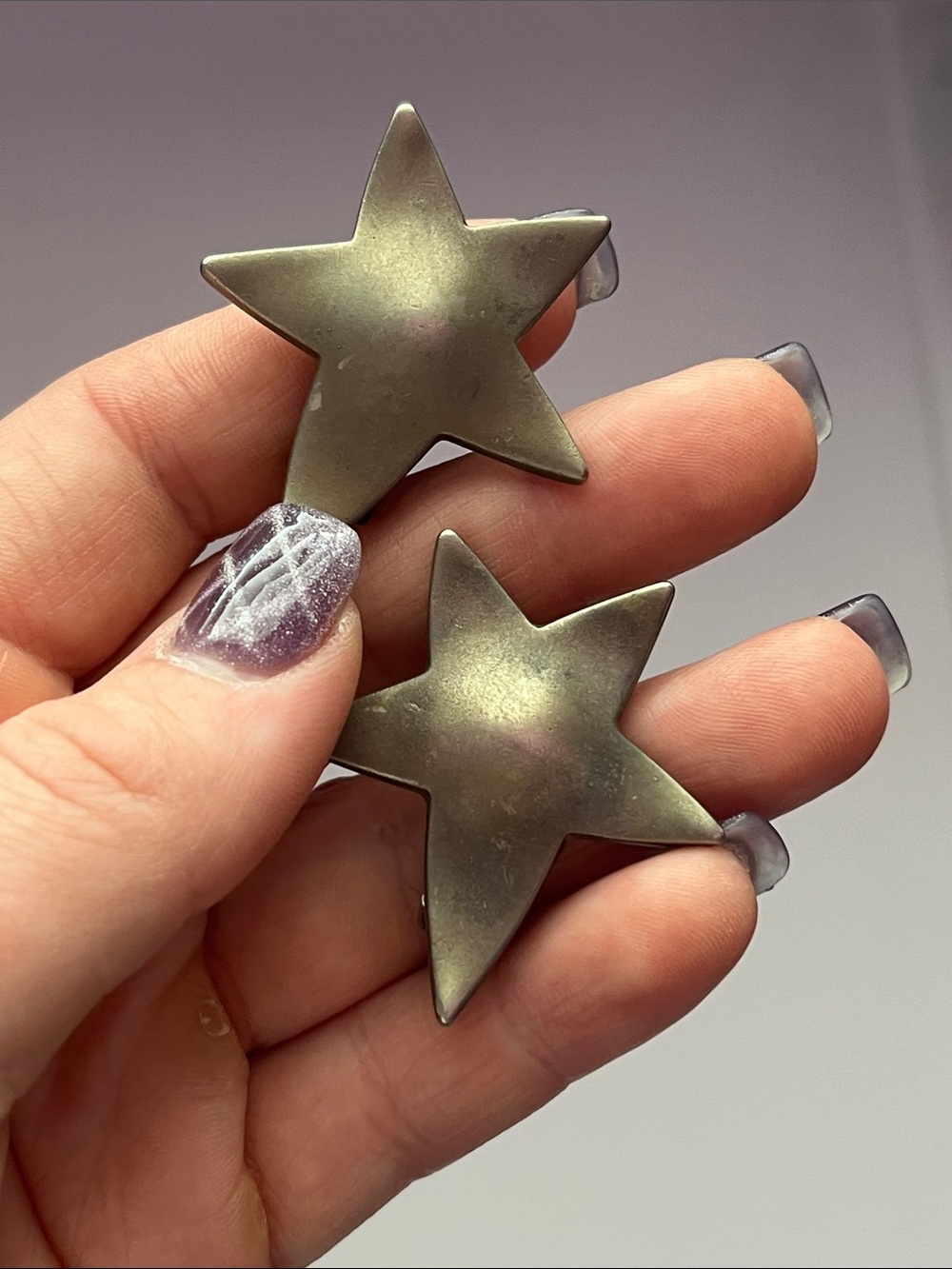 Vintage Erwin Pearl Matte Metal Star Clip-On Earrings